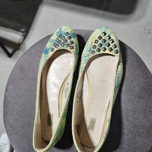 Green and Yellow Women's Flats